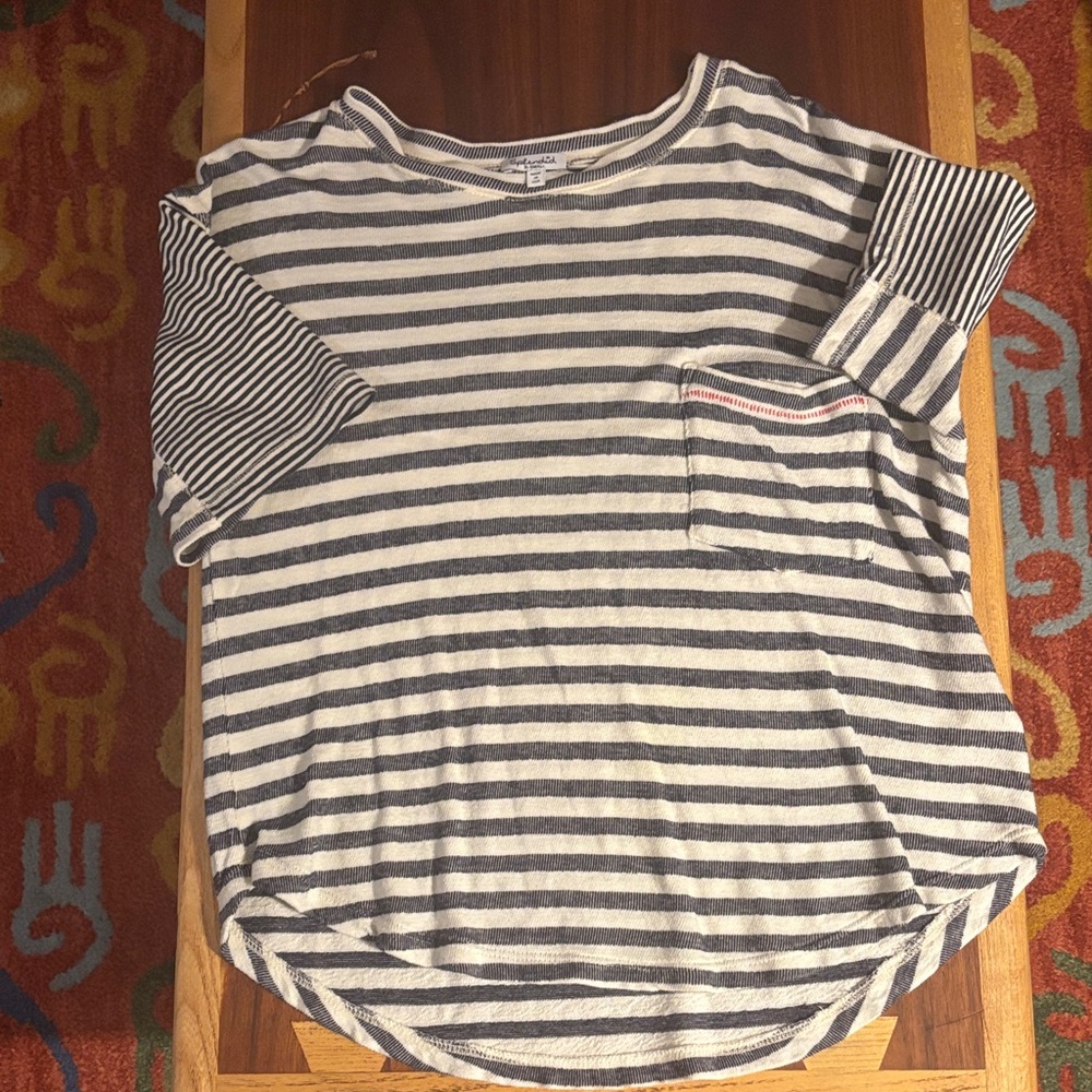 Splendid Navy and Cream Striped Tee